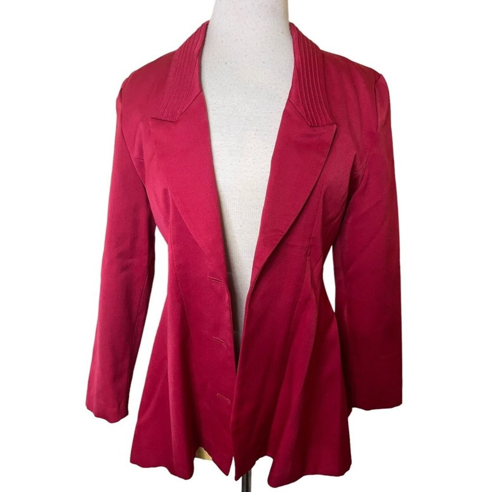 Tokyo Santomi Womens Blazer Coat Jacket Open Front Ribbed Collar Size 8/10 M